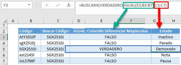 Formula buscarx coincidencia exacta