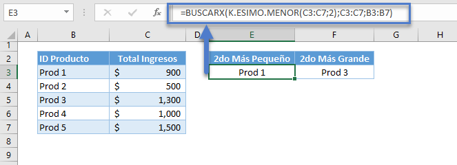 Función buscarx kesimomenor 2do