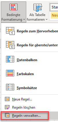 iconSets Regeln verwalten