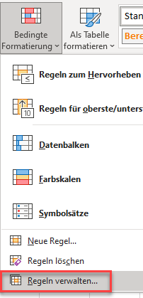 IconSets Regeln verwalten