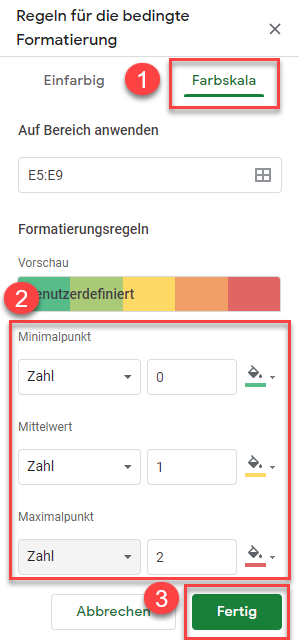 IconSets google sheets Farbskala