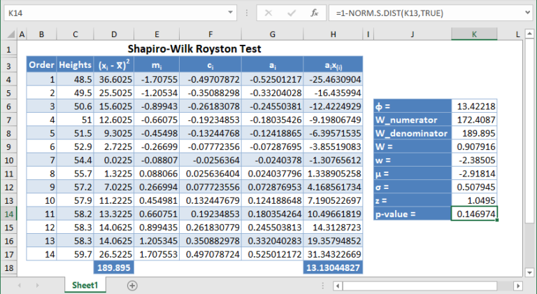 Shapiro Wilk Test Excel Shapiro-Wilk Royston Test – Excel and Google Sheets - Automate Excel