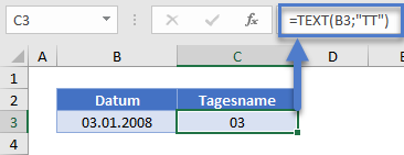 Tagesnamen aus datum text funktion TT