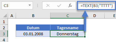 Tagesnamen aus datum text funktion TTTT