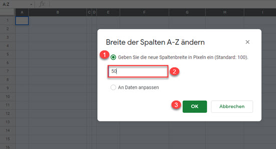 anpassen Zellen google sheets 2