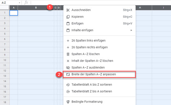 anpassen Zeilen google sheets