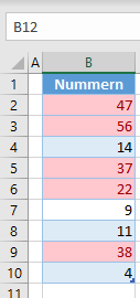 anwenden bedingter Formatierungen auf mehrere Zeilen fertig