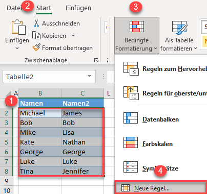 bedingte Formatierung basierend auf benachbarter Zelle 1