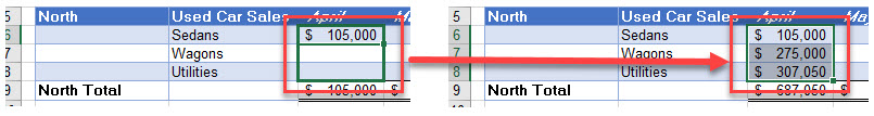 cross reference copy down