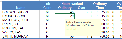 data validation not working