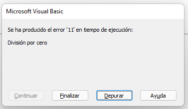 error 11 division por cero