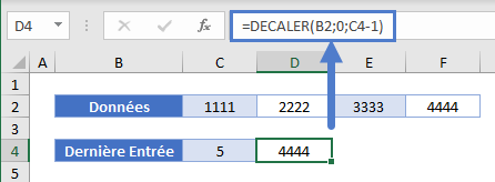 exemple utilisation fonction decaler