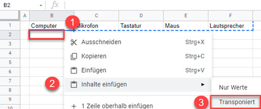 google sheets Transport Daten 2