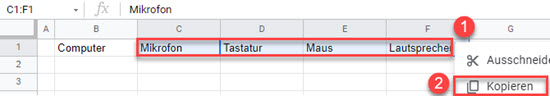 google sheets Transport Daten