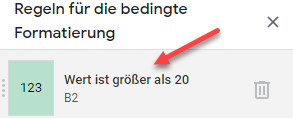 google sheets bedingte Formatierung bearbeiten Regeln 1