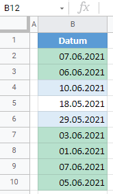 google sheets bedingte Formatierungen Daten 3