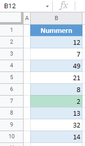 google sheets höchsten niedrigsten Wert fertig