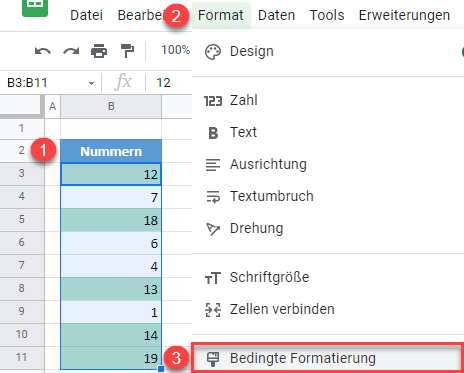 google sheets lösche bedingte Formatierungen 3