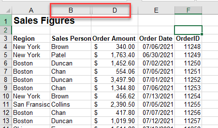 pivot error blank hidden columns