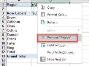 Remove a Field From a Pivot Table in Excel & Google Sheets - Automate Excel