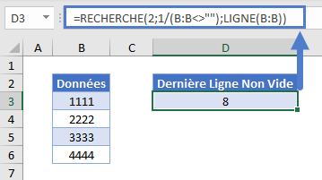 recherche derniere ligne non vide