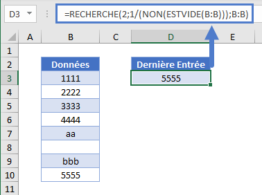 recherche derniere valeur colonne index nb estvide non