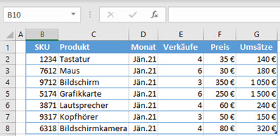 sortieren Daten Excel 1 1