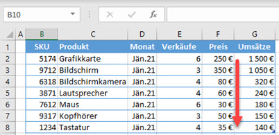 sortieren behalte Zeilen zusammen 1