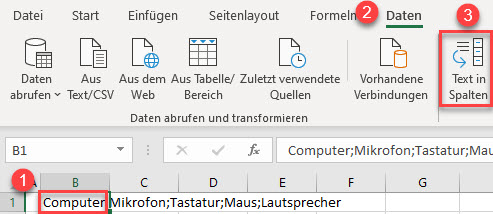 teile Text in Spalten