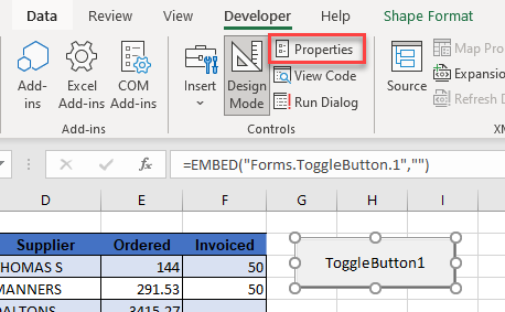 toggle button menu properties