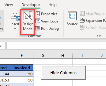 toggle button switch off design mode