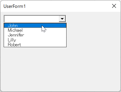 vba combobox in userform コンボボックス ユーザーフォーム