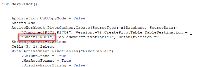 vba-error 5 pivot destination