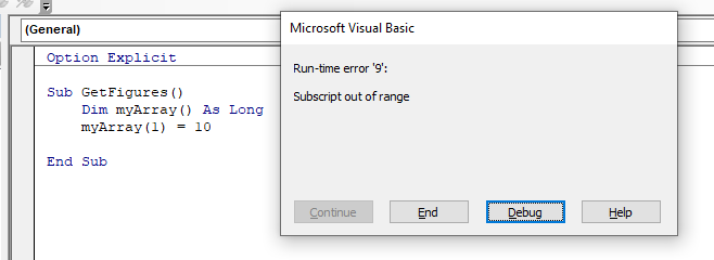 vba error 9 array