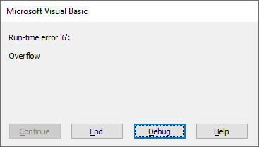 vba error overflow