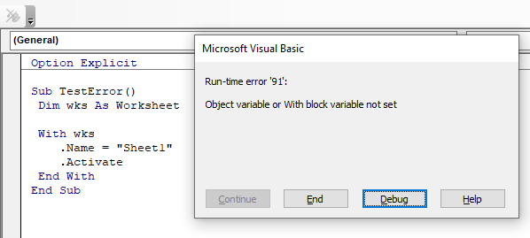 vba error with block