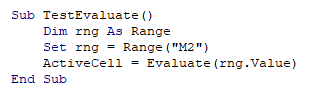 vba evaluate