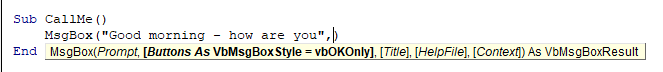 vba optional msgbox parameters