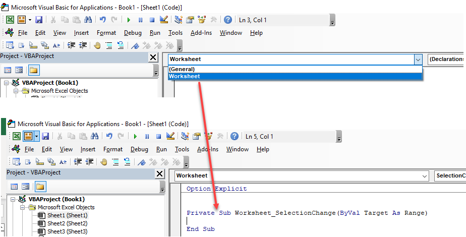 vba target address worksheet