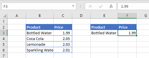 vlookup value