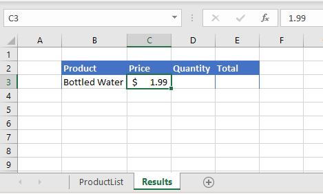 vlookup results