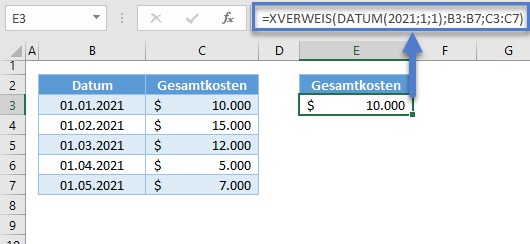 xverweis datum funktion