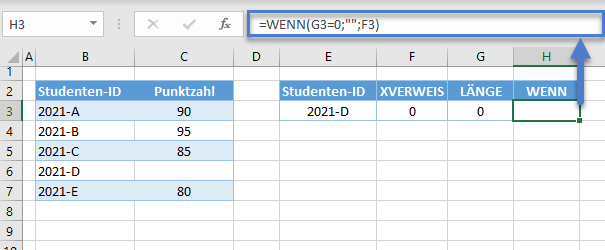 xverweis leerzeichen anstatt null zurueckgeben wenn funktion details