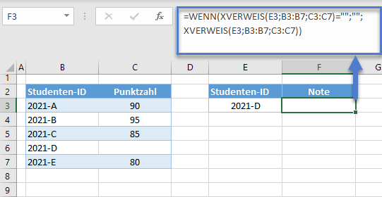 xverweis leerzeichen anstatt null zurueckgeben wenn funktion