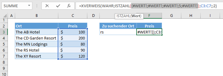 xverweis text suchen funktion fehlerdetails