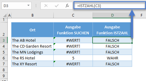 xverweis textsuche istzahl funktion