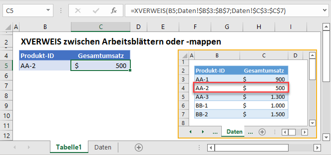 xverweis zwischen arbeitsblaettern arbeitsmappen hauptfunktion