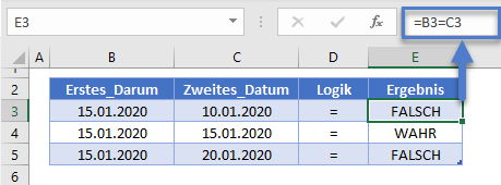 zwei daten vergleichen gleichheitspruefung