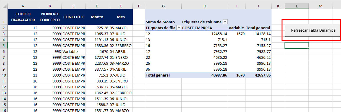 Boton refrescar tabla dinamica