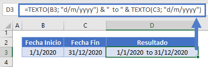 Crear rango de fechas